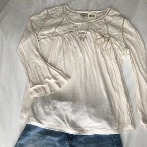 Lucky Brand off white cotton long sleeve t-shirt